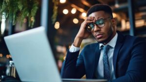 man disappointed over computer