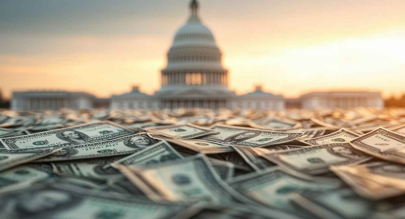 congress surrounded by dollar bills