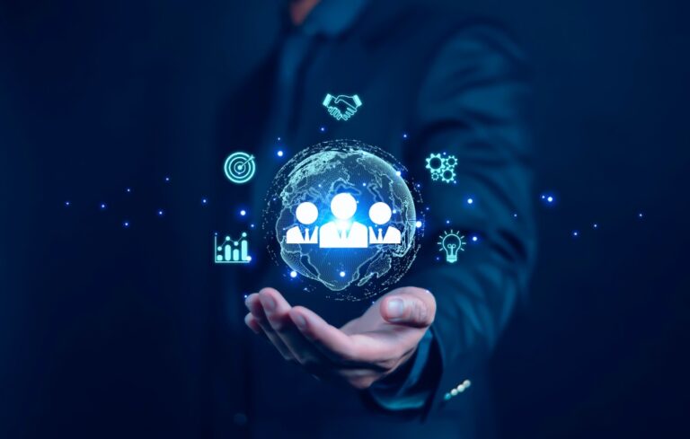 Businessman using people icon